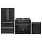 Forno Galiano 3-Piece Appliance Package - 36-Inch Gas Range, 36-Inch Refrigerator, & 24-Inch Dishwasher in Black with Antique Brass Trim