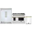 Forno 3-Piece Appliance Package - 48-Inch Galiano Gas Range, 60-Inch Refrigerator, Dishwasher in White with Antique Brass Handle