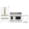 Forno Galiano 3-Piece Appliance Package - 48-Inch Gas Range, 36-Inch Refrigerator, & 24-Inch Dishwasher in White with Antique Brass Trim
