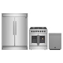 Forno 3-Piece Appliance Package - 30-Inch Galiano French Door Dual Fuel Range, 60-Inch Refrigerator, and Dishwasher in Stainless Steel