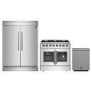 Forno 3-Piece Appliance Package - 36-Inch Galiano French Door Dual Fuel Range, 60-Inch Refrigerator, and Dishwasher in Stainless Steel