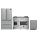 Forno 3-Piece Appliance Package - 48-Inch Galiano French Door Dual Fuel Range, 36-Inch Refrigerator, and Dishwasher in Stainless Steel