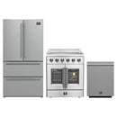 Forno 3-Piece Appliance Package - 30-Inch Galiano French Door Electric Range, 36-Inch Refrigerator, and Dishwasher in Stainless Steel