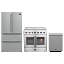 Forno 3-Piece Appliance Package - 36-Inch Galiano French Door Electric Range, 36-Inch Refrigerator, and Dishwasher in Stainless Steel