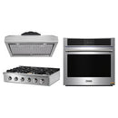 Thor Kitchen 3-Piece Pro Appliance Package - 36-Inch Cooktop with Liquid Propane Kit, Wall Oven & Under Cabinet Hood in Stainless Steel