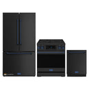 Gordon Ramsay by Thor Kitchen 3-Piece Appliance Package - 30-Inch Electric Range with Tilt Panel Touch Control, 36-Inch Refrigerator, and Dishwasher in Black with Blue Trim