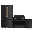 Gordon Ramsay by Thor Kitchen 3-Piece Appliance Package - 36-Inch Electric Range with Tilt Panel Touch Control, 36-Inch Refrigerator, and Dishwasher in Black with Bronze Trim