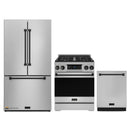 Gordon Ramsay by Thor Kitchen 3-Piece Appliance Package - 30-Inch Gas Range with Liquid Propane Kit, Tilt Panel, 36-Inch Refrigerator, and Dishwasher in Stainless Steel with Black Trim
