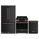 Gordon Ramsay by Thor Kitchen 3-Piece Appliance Package - 30-Inch Gas Range with Liquid Propane Kit, Tilt Panel, 36-Inch Refrigerator, and Dishwasher in Black with Rose Gold Trim