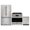 Gordon Ramsay by Thor Kitchen 3-Piece Appliance Package - 36-Inch Gas Range with Liquid Propane Kit, Tilt Panel, 36-Inch Refrigerator, and Dishwasher in Stainless Steel with Rose Gold Trim