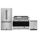 Gordon Ramsay by Thor Kitchen 3-Piece Appliance Package - 48-Inch Gas Range with Liquid Propane Kit with Double Oven, 36-Inch Refrigerator, and Dishwasher in Stainless Steel with Black Trim