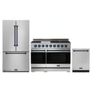 Gordon Ramsay by Thor Kitchen 3-Piece Appliance Package - 48-Inch Gas Range with Liquid Propane Kit with Double Oven, 36-Inch Refrigerator, and Dishwasher in Stainless Steel with Blue Trim