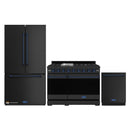 Gordon Ramsay by Thor Kitchen 3-Piece Appliance Package - 48-Inch Gas Range with Liquid Propane Kit with Double Oven, 36-Inch Refrigerator, and Dishwasher in Black with Blue Trim