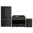 Gordon Ramsay by Thor Kitchen 3-Piece Appliance Package - 48-Inch Gas Range with Liquid Propane Kit with Double Oven, 36-Inch Refrigerator, and Dishwasher in Black with Bronze Trim