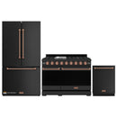 Gordon Ramsay by Thor Kitchen 3-Piece Appliance Package - 48-Inch Gas Range with Liquid Propane Kit with Double Oven, 36-Inch Refrigerator, and Dishwasher in Black with Rose Gold Trim
