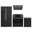 Forno Espresso 4-Piece Appliance Package - 30-Inch Donatello Induction Range, Under Cabinet Range Hood, Refrigerator with Water Dispenser and Dishwasher in Black with Stainless Steel Trim