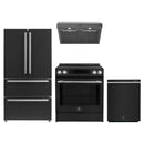 Forno Espresso 4-Piece Appliance Package - 30-Inch Donatello Induction Range, Under Cabinet Range Hood, Refrigerator and Dishwasher in Black with Stainless Steel Trim