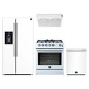 Forno 4-Piece Appliance Package - 30-Inch Leonardo Espresso Gas Range, Under Cabinet Range Hood, Refrigerator with Water Dispenser, and Dishwasher in White with Stainless Steel Trim