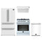 Forno 4-Piece Appliance Package - 30-Inch Leonardo Espresso Gas Range, Under Cabinet Range Hood, Refrigerator, and Dishwasher in White with Stainless Steel Trim