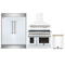 Forno 4-Piece Appliance Package - 48-Inch Electric Range, Wall Mount Range Hood, 60-Inch Refrigerator, and Dishwasher in White with Antique Brass Handle