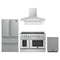Forno 4-Piece Appliance Package - 48-Inch Electric Range, Wall Mount Range Hood, 36-Inch Refrigerator, and Dishwasher in Stainless Steel