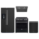 Forno Espresso 4-Piece Appliance Package - 30-Inch Leonardo Electric Range, Under Cabinet Range Hood, Refrigerator with Water Dispenser and Dishwasher in Black with Stainless Steel Trim