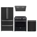 Forno Espresso 4-Piece Appliance Package - 30-Inch Leonardo Electric Range, Under Cabinet Range Hood, Refrigerator and Dishwasher in Black with Stainless Steel Trim