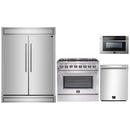 Forno 4-Piece Appliance Package - 36-Inch Dual Fuel Range, 60-Inch Pro-Style Refrigerator, 24-Inch Microwave Drawer, & 3-Rack Dishwasher in Stainless Steel