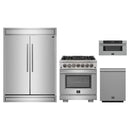 Forno 4-Piece Pro Appliance Package - 30-Inch Dual Fuel Range, 60-Inch Pro-Style Refrigerator, 30-Inch Microwave Drawer, & 3-Rack Dishwasher in Stainless Steel