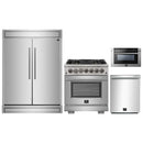 Forno 4-Piece Pro Appliance Package - 30-Inch Dual Fuel Range, 60-Inch Pro-Style Refrigerator, 24-Inch Microwave Drawer, & 3-Rack Dishwasher in Stainless Steel