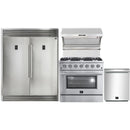 Forno 4-Piece Appliance Package - 36-Inch Gas Range, 60-Inch Pro-Style Refrigerator, Wall Mount Hood with Backsplash, & 3-Rack Dishwasher in Stainless Steel