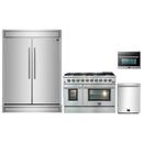 Forno 4-Piece Appliance Package - 48-Inch Gas Range, 60-Inch Pro-Style Refrigerator, 24-Inch Microwave Oven, & 3-Rack Dishwasher in Stainless Steel