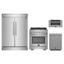 Forno 4-Piece Pro Appliance Package - 30-Inch Gas Range, 60-Inch Pro-Style Refrigerator, 30-Inch Microwave Drawer, & 3-Rack Dishwasher in Stainless Steel