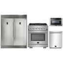 Forno 4-Piece Pro Appliance Package - 30-Inch Gas Range, 60-Inch Pro-Style Refrigerator, 24-Inch Microwave Drawer, & 3-Rack Dishwasher in Stainless Steel