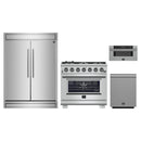 Forno 4-Piece Pro Appliance Package - 36-Inch Gas Range, 60-Inch Pro-Style Refrigerator, 30-Inch Microwave Drawer, & 3-Rack Dishwasher in Stainless Steel