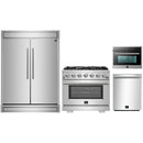 Forno 4-Piece Pro Appliance Package - 36-Inch Gas Range, 60-Inch Pro-Style Refrigerator, 24-Inch Microwave Oven, & 3-Rack Dishwasher in Stainless Steel