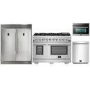 Forno 4-Piece Pro Appliance Package - 48-Inch Gas Range, 60-Inch Pro-Style Refrigerator, 24-Inch Microwave Oven, & 3-Rack Dishwasher in Stainless Steel