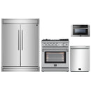 Forno 4-Piece Appliance Package - 30-Inch Gas Range with Air Fryer, 60-Inch Pro-Style Refrigerator, Microwave Drawer, & 3-Rack Dishwasher in Stainless Steel