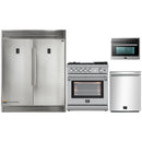 Forno 4-Piece Appliance Package - 30-Inch Gas Range with Air Fryer, 60-Inch Pro-Style Refrigerator, Microwave Oven, & 3-Rack Dishwasher in Stainless Steel