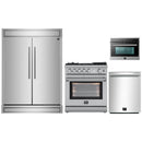 Forno 4-Piece Appliance Package - 30-Inch Gas Range with Air Fryer, 60-Inch Pro-Style Refrigerator, Microwave Oven, & 3-Rack Dishwasher in Stainless Steel