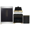 Forno 4-Piece Appliance Package - 36-Inch Dual Fuel Range, Wall Mount Range Hood, 60-Inch Convertible Refrigerator with Modern Trim, and Dishwasher in Black with Antique Brass Handle