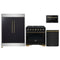 Forno 4-Piece Appliance Package - 36-Inch Dual Fuel Range, 60-Inch Convertible Refrigerator with Modern Trim, Dishwasher, and 24-Inch Microwave Drawer in Black with Antique Brass Handle