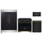 Forno 4-Piece Appliance Package - 36-Inch Dual Fuel Range, 60-Inch Convertible Refrigerator with Modern Trim, Dishwasher, and 30-Inch Microwave Drawer in Black with Antique Brass Handle