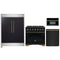 Forno 4-Piece Appliance Package - 36-Inch Dual Fuel Range, 60-Inch Convertible Refrigerator with Modern Trim, Dishwasher, and 30-Inch Microwave Oven in Black with Antique Brass Handle