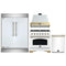 Forno 4-Piece Appliance Package - 36-Inch Dual Fuel Range, Wall Mount Range Hood, 60-Inch Refrigerator, Dishwasher in White with Antique Brass Handle