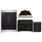 Forno 4-Piece Appliance Package - 48-Inch Dual Fuel Range, 60-Inch Convertible Refrigerator with Modern Trim, Dishwasher, in Black with Antique Brass Handle