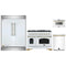 Forno 4-Piece Appliance Package - 48-Inch Dual Fuel Range, 60-Inch Refrigerator, Dishwasher, & 24-Inch Microwave Drawer in White with Antique Brass Handle