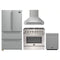 Forno 4-Piece Appliance Package - 36-Inch Dual Fuel Range, Wall Mount Range Hood, 36-Inch French Door Refrigerator, and Dishwasher in Stainless Steel