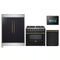 Forno 4-Piece Appliance Package - 36-Inch Dual Fuel Range, 60-Inch Convertible Refrigerator with Modern Trim, Dishwasher, and 24-Inch Microwave Oven in Black with Antique Brass Handle