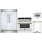 Forno 4-Piece Appliance Package - 36-Inch Dual Fuel Range, 60-Inch Refrigerator, Dishwasher, & 24-Inch Microwave Drawer in White with Antique Brass Handle